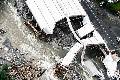 View of damaged ice arena